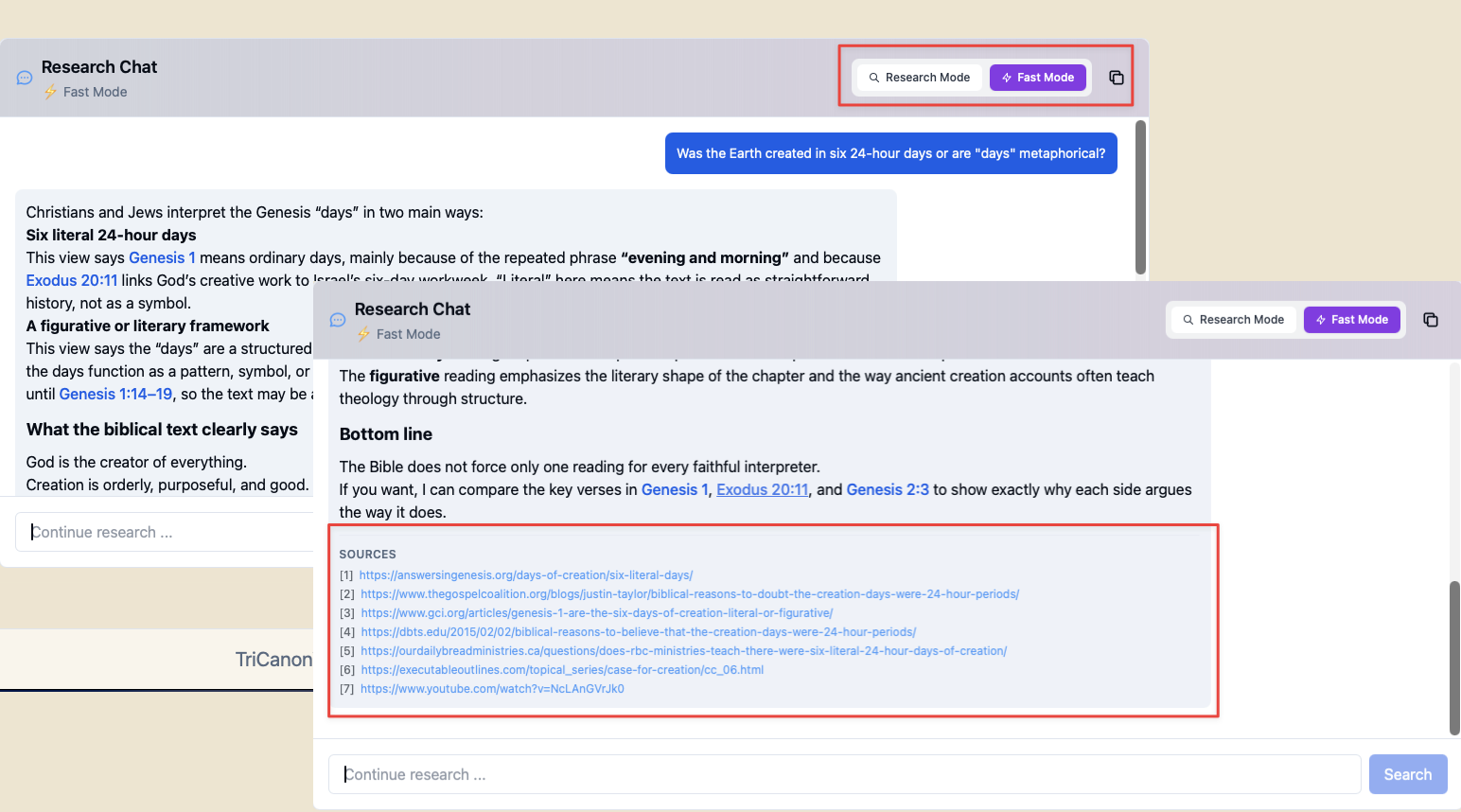 Research Chat with full citations